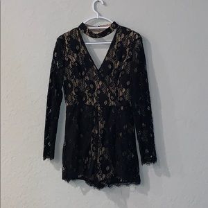 Long sleeve lace romper